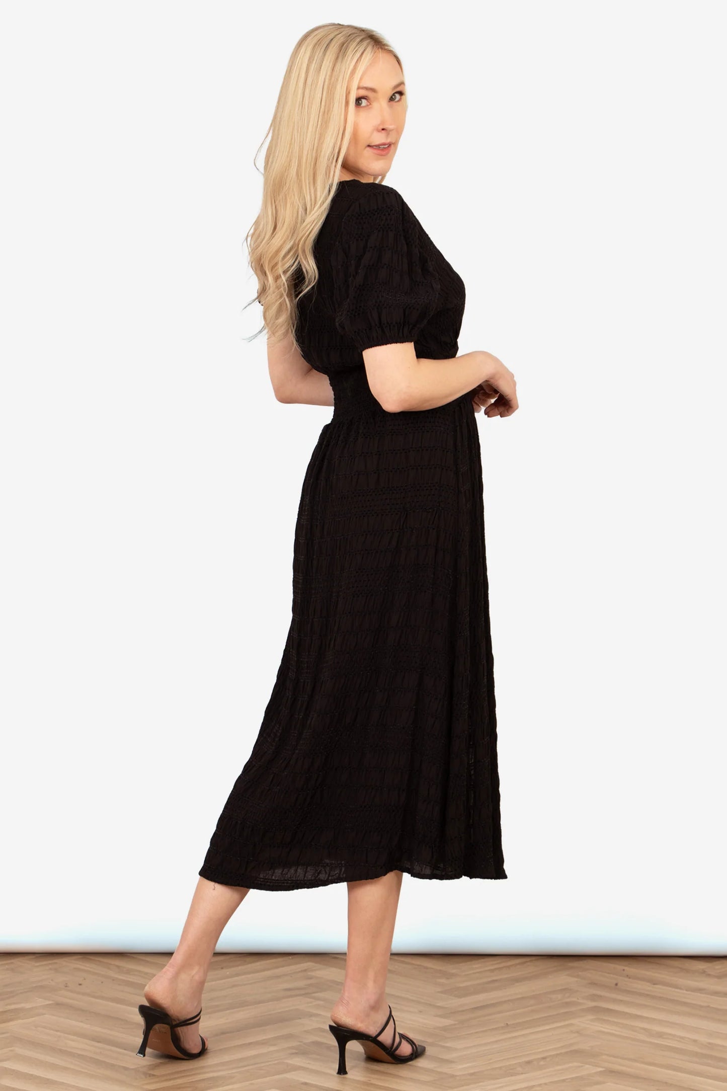 Oliva Button Front Midi Tea Dress