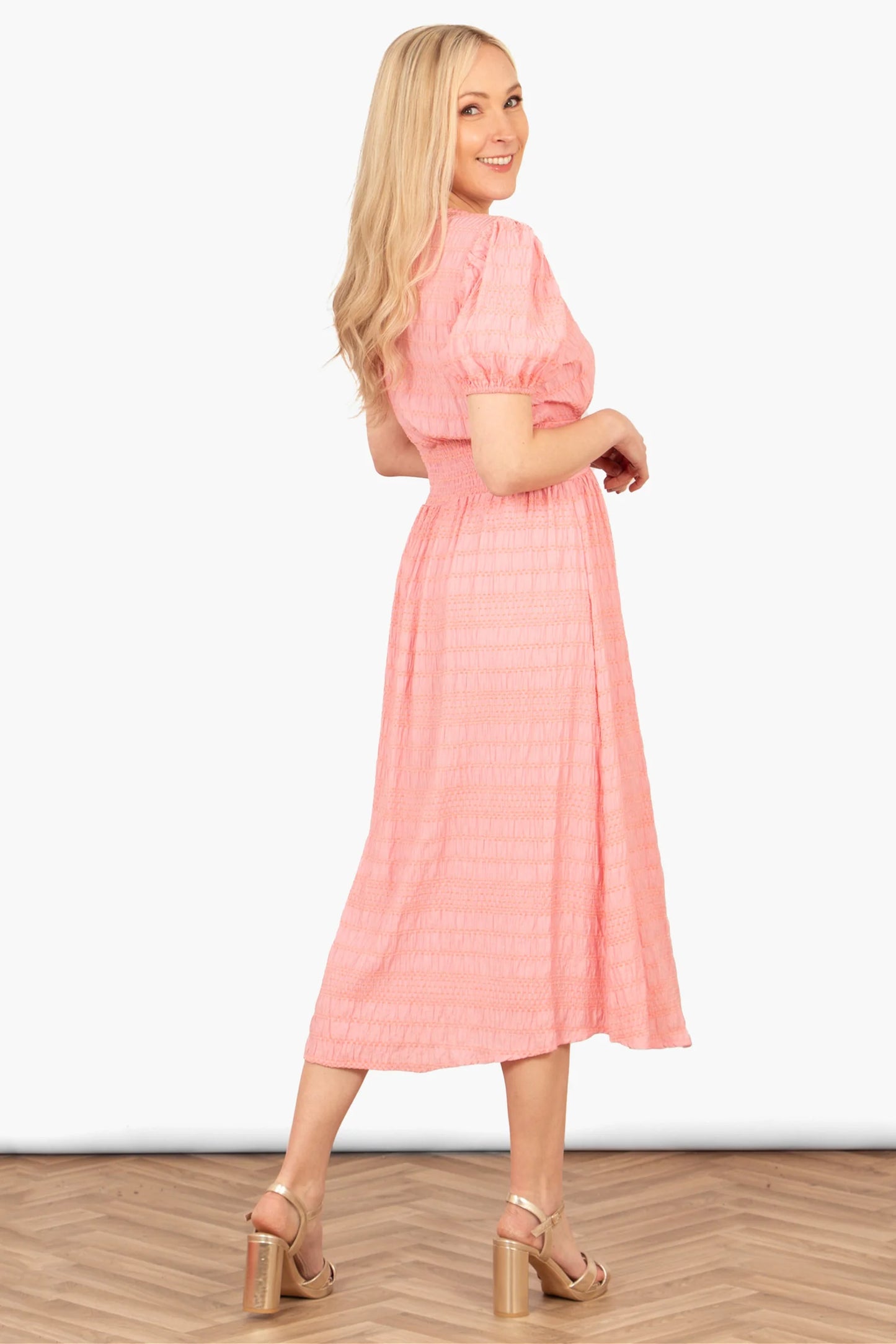 Oliva Button Front Midi Tea Dress