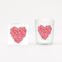 Roses Red Heart Candle + Card 9CL