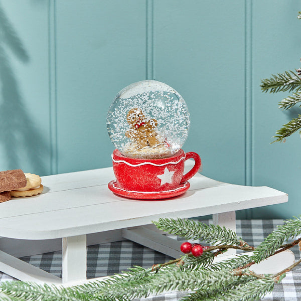 Gingerbread Snow Globe in a Resin Teacup Bumbles Online Gifts and