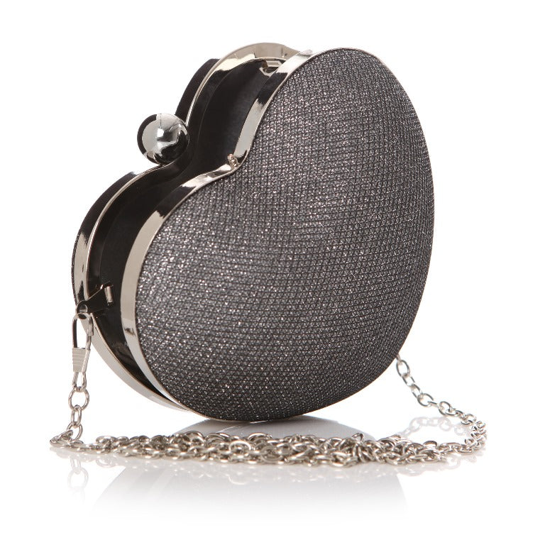 Ta Da Solid Clutch Heart Bag Pewter