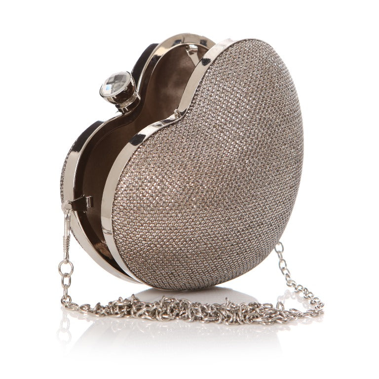 Ta Da Solid Clutch Heart Bag Silver