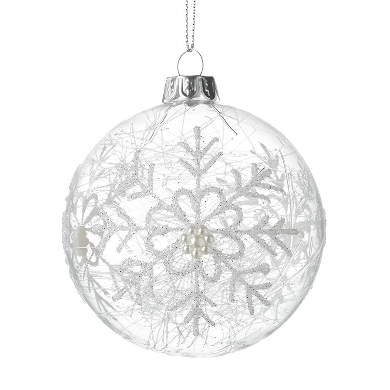 Clear Glass Babule With Snowflake Pearls