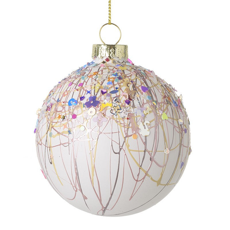 White & Colourful Line Drawing Glass Dec