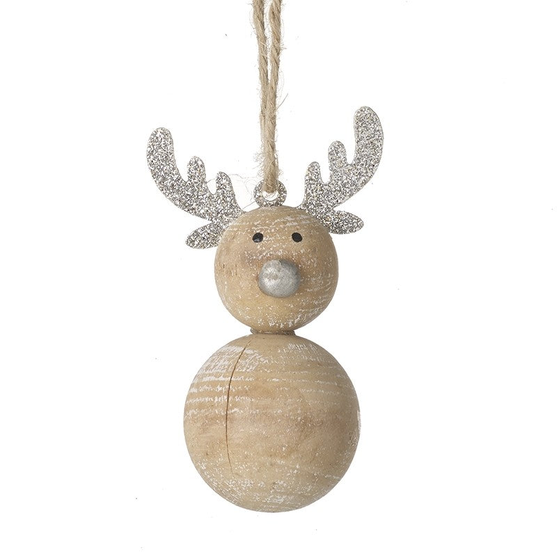 Hanging Silver & Wood Reindeer