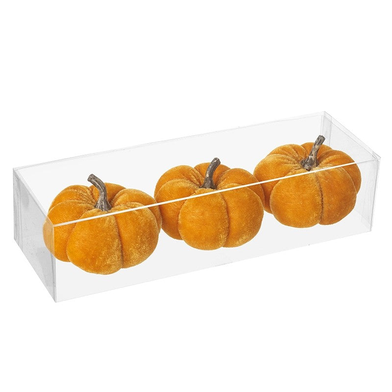 SET OF ORANGE VELVET PUMPKINS.99
