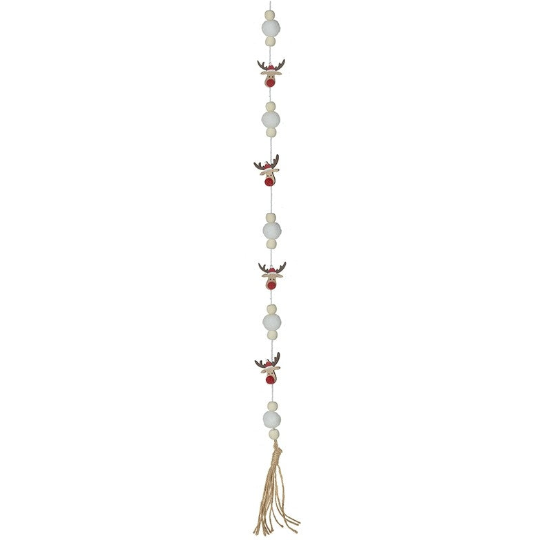 Wooden Deer Head Garland
