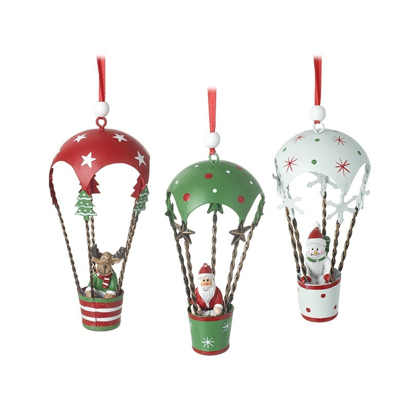 Santa/Snowman/Deer In Hot Air Balloon