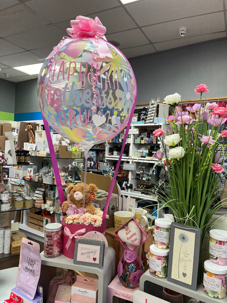 Mother’s Day large Bubble Display with teddy/flowers