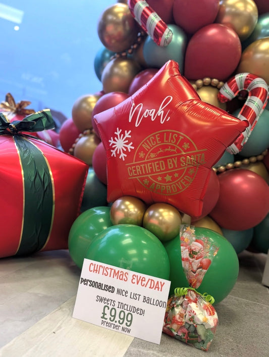 Personalised Christmas Eve Balloon + Sweet Bag