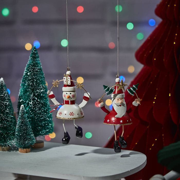 XMAS METAL SNOWMAN /SANTA JUMP SPRING HANGER