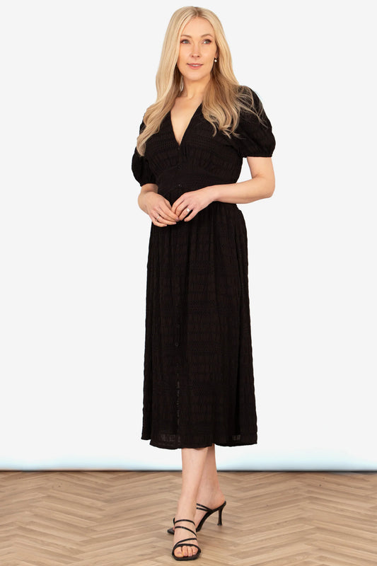 Oliva Button Front Midi Tea Dress