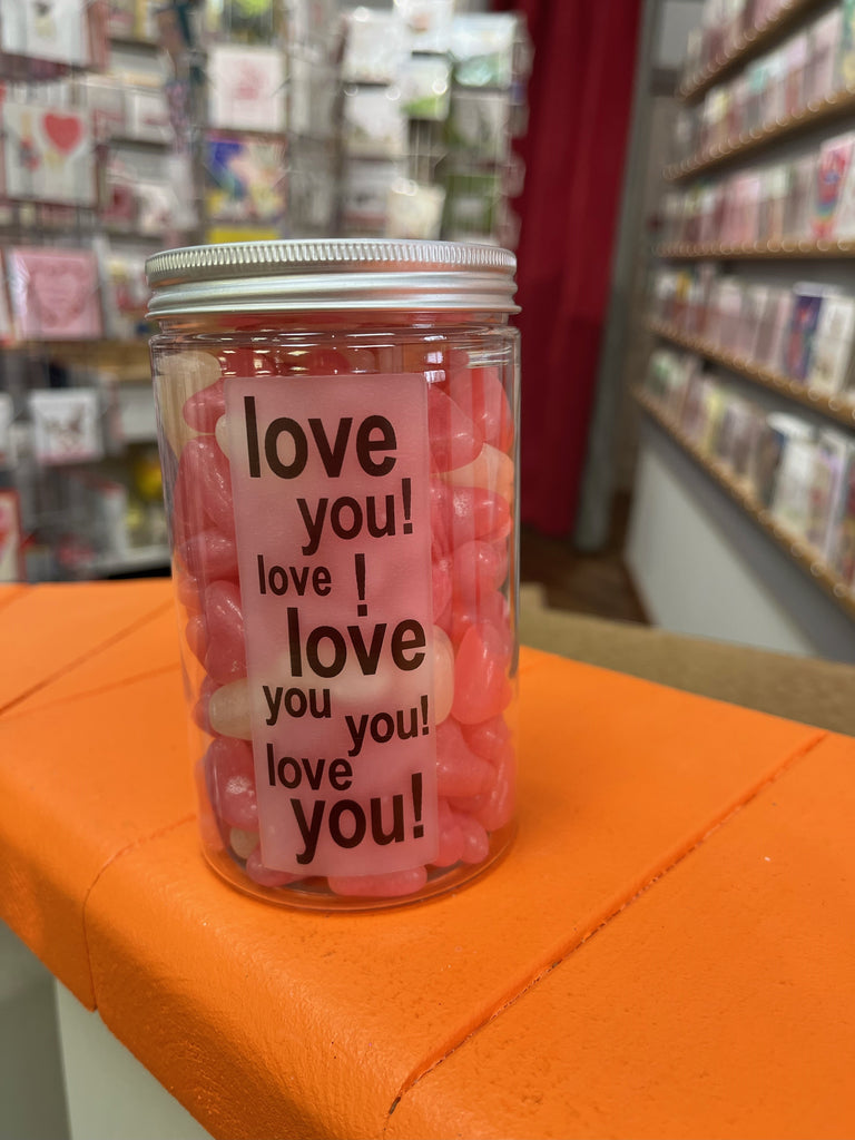 Tall Jar - Love You Jellybean Hearts