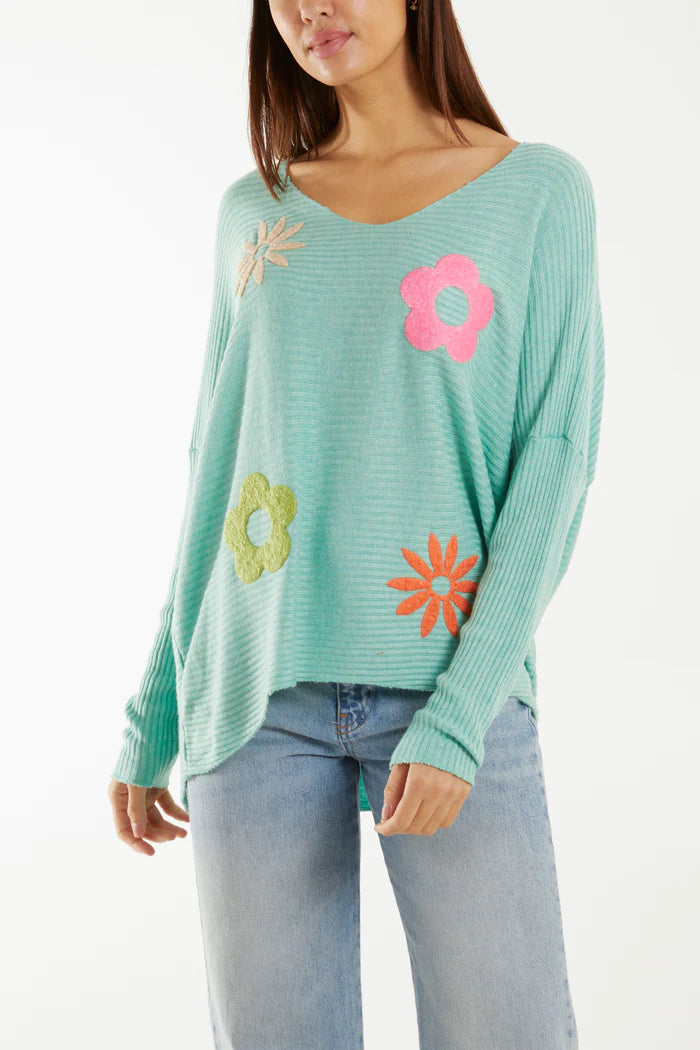 Floral Ribbed Knit Jumper