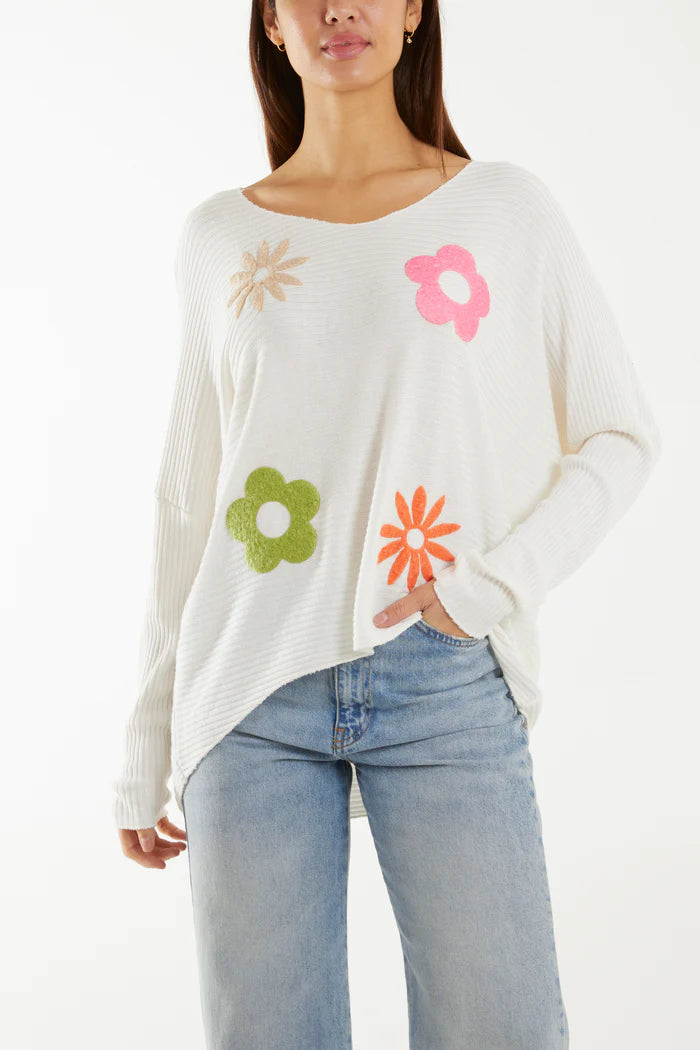 Floral Ribbed Knit Jumper