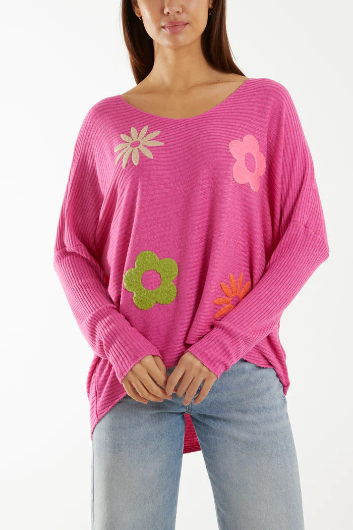 Floral Ribbed Knit Jumper