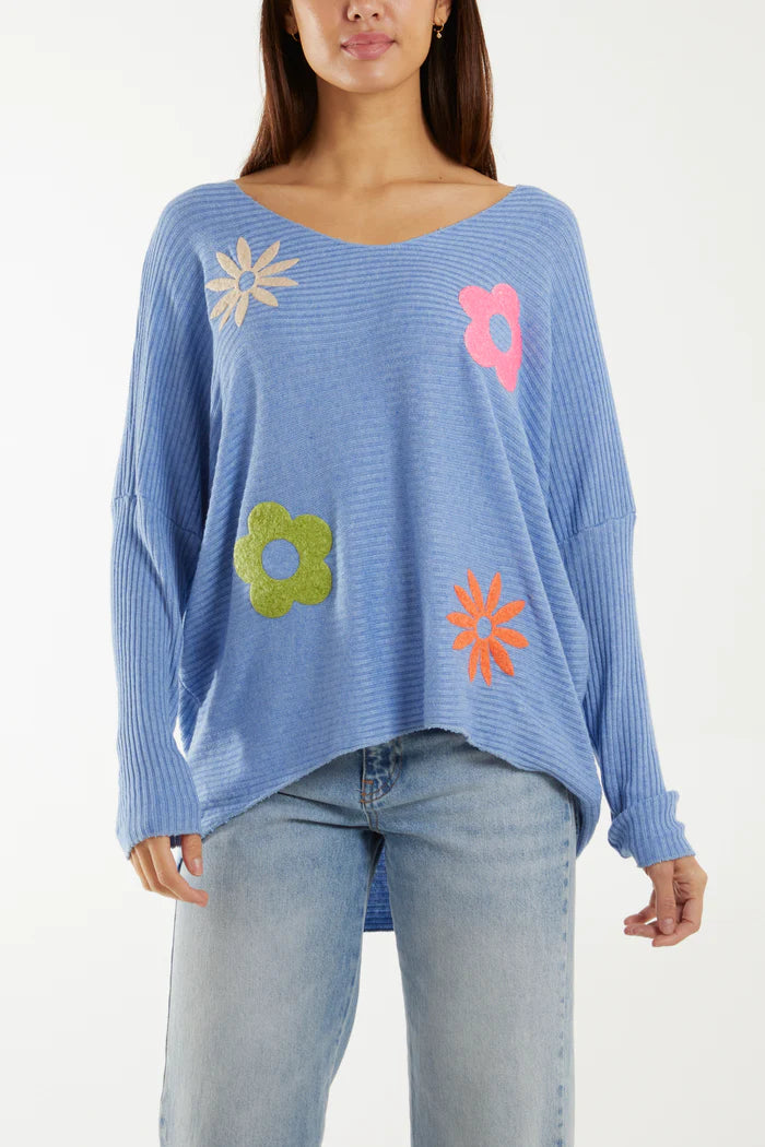 Floral Ribbed Knit Jumper