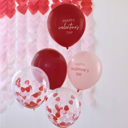 Pink, Red and Confetti Valentines Balloons Bundle