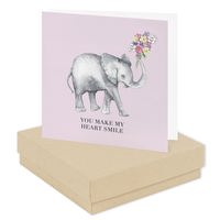 Boxed Earring Card - You Make Me Smile Elephant