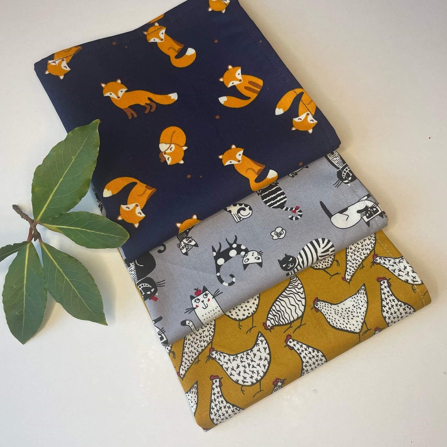 Foldaway Hankies - Set of 3 - Feathers & Furs