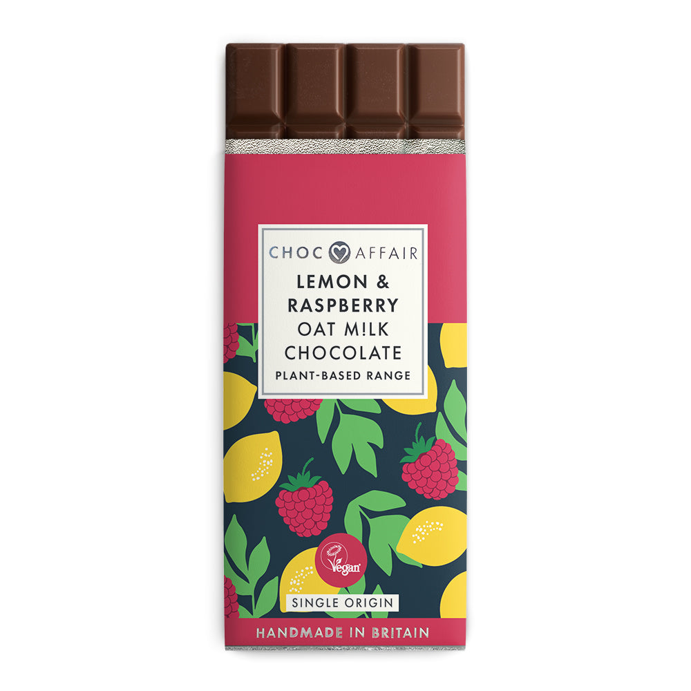 Oat Milk Lemon and Raspberry Chocolate Bar