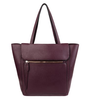 Darcy Large Tote Bag with external zip pocket PLUM