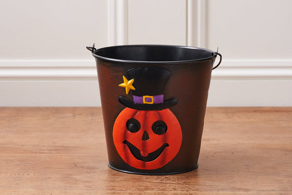 Trick or Treat Metal Pumpkin Bucket