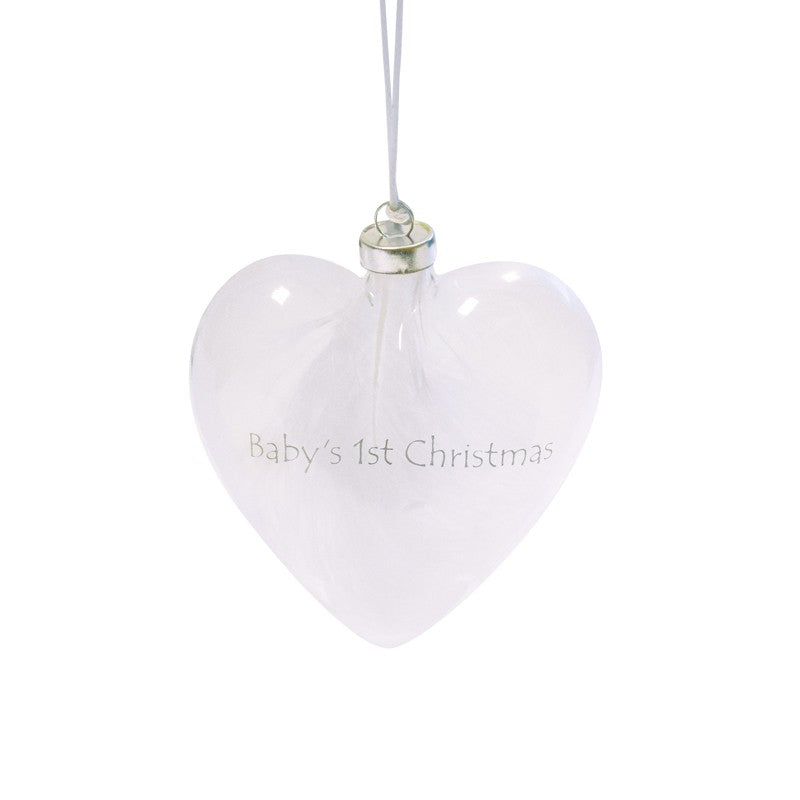 Hanging Glass Baby 1st Xmas Heart