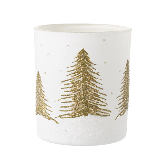 Lg White Glass Gold Tree T Light Holder