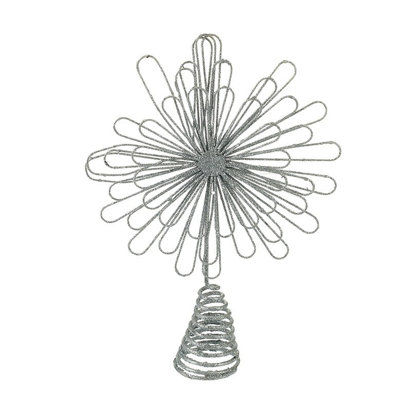 Metal Silver Glitter Tree Topper