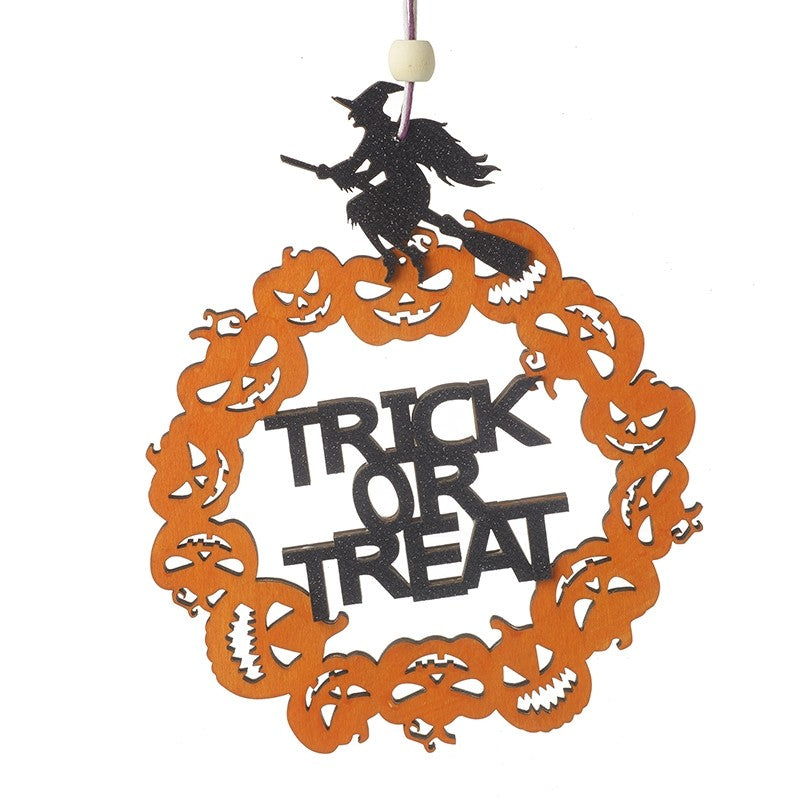 Trick Or Treat Orange Hanger With Witch