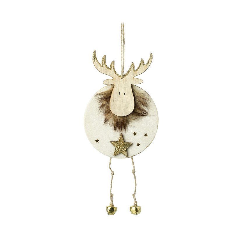 Wooden Reindeer With Gold Star